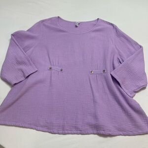 Kleen Lilac Lavender Purple Lagenlook Art To Wear Top Blouse Size XL